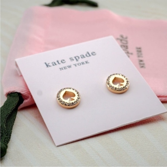 New Authentic Kate Spade Signature Gold Heart Earrings - Picture 3 of 6